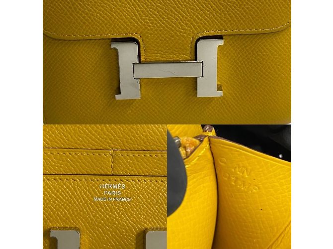 Billetera bifold compacta Constance de cuero Epsom de Hermès Amarillo - vista 2