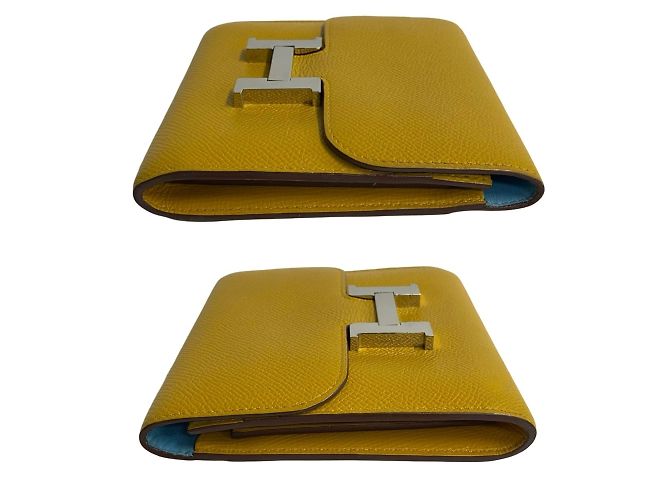 Billetera bifold compacta Constance de cuero Epsom de Hermès Amarillo - vista 4