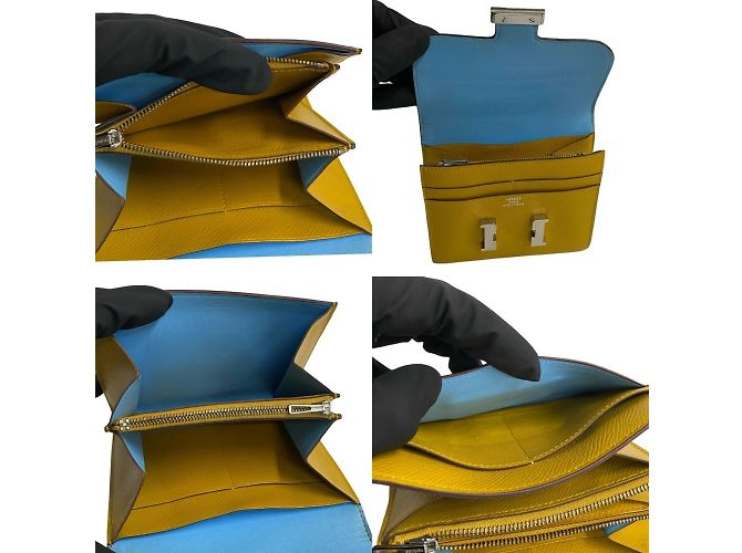 Billetera bifold compacta Constance de cuero Epsom de Hermès Amarillo - vista 6