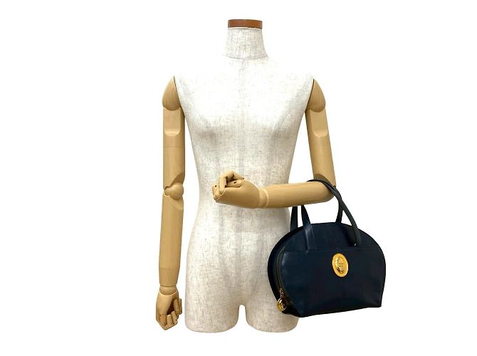 Borsa Boston in pelle blu navy Christian Dior - vista 2