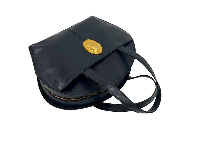 Borsa Boston in pelle blu navy Christian Dior - vista 4
