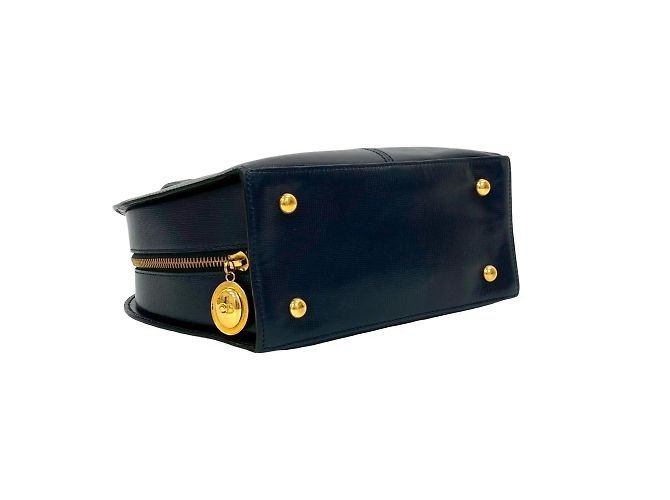 Borsa Boston in pelle blu navy Christian Dior - vista 7