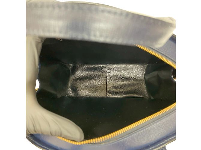 Borsa Boston in pelle blu navy Christian Dior - vista 9