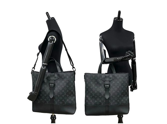 Borsa Tote Saumur in pelle Monogram Eclipse Louis Vuitton Nero - vista 2