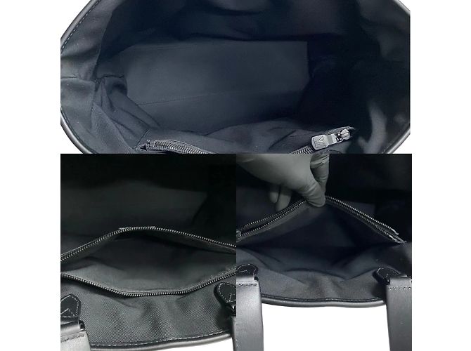 Borsa Tote Saumur in pelle Monogram Eclipse Louis Vuitton Nero - vista 8