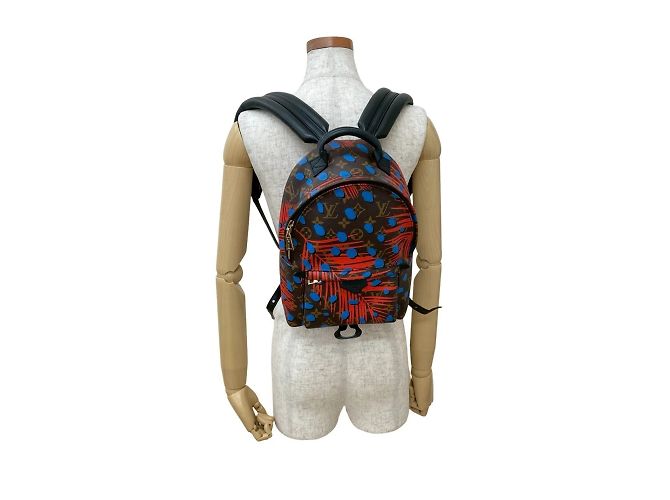 Louis Vuitton Palm Springs Monogram Jungle Dot Leder Rucksack Braun Rot Blau - Ansicht 2