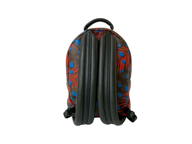 Louis Vuitton Palm Springs Monogram Jungle Dot Leder Rucksack Braun Rot Blau - Ansicht 3