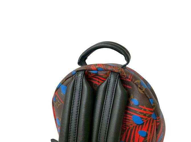 Louis Vuitton Palm Springs Monogram Jungle Dot Leder Rucksack Braun Rot Blau - Ansicht 4