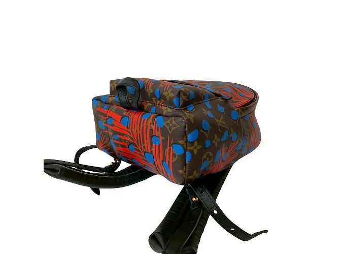 Louis Vuitton Palm Springs Monogram Jungle Dot Leder Rucksack Braun Rot Blau - Ansicht 8