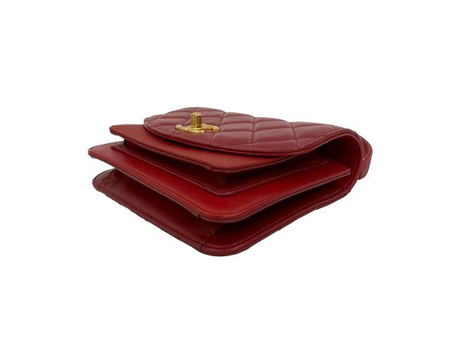 Borsa a Spalla Chanel Small Flap in Caviar e Pelle di Vitello Rosso - vista 8