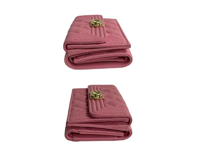 Chanel Boy Caviar-Leder Tri-Fold Geldbörse Pink - Ansicht 4