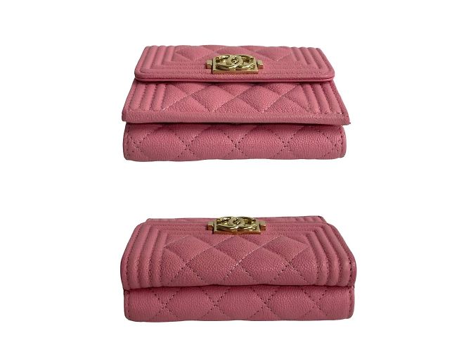 Chanel Boy Caviar-Leder Tri-Fold Geldbörse Pink - Ansicht 5