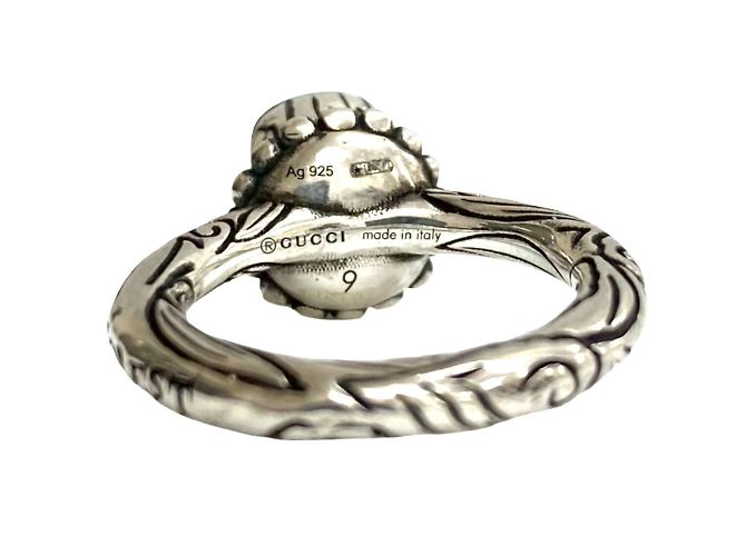 Anello Testa d'Aquila Anger Forest di GUCCI Argento - vista 3