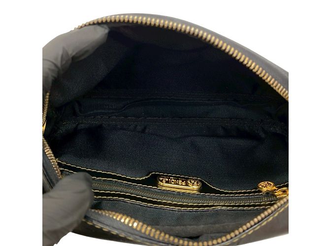 Borsa a spalla mini in pelle con motivo logo FF di Fendi - vista 9