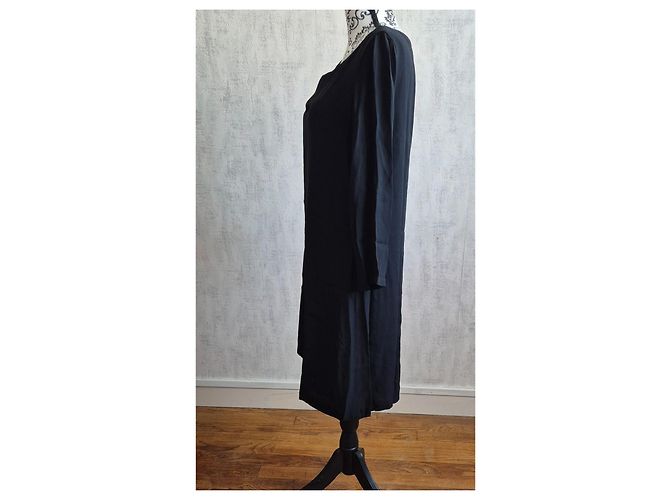 Tara Jarmon fließendes schwarzes Kleid mit langen Ärmeln Größe 40 L - Ansicht 3