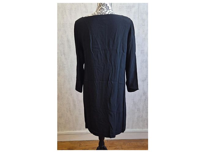 Tara Jarmon fließendes schwarzes Kleid mit langen Ärmeln Größe 40 L - Ansicht 4