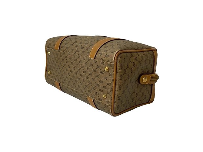 Bolsa de couro com logo GG micro antigo da Gucci Marrom - vista 8