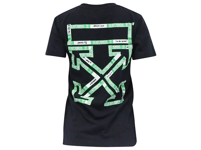 Off White Camiseta de algodón negro con flechas impresas Off-White Tape - vista 4