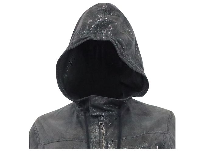 Giacca bomber con cappuccio e zip Dior in pelle nera Nero - vista 2