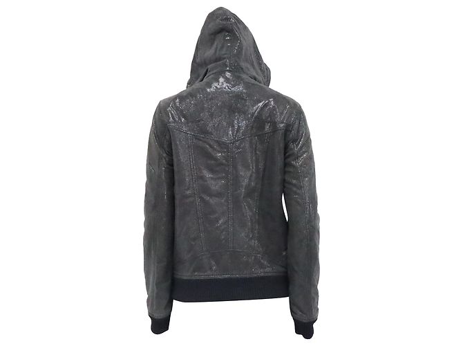Giacca bomber con cappuccio e zip Dior in pelle nera Nero - vista 4