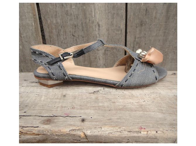 Autre Marque Sandali Jancovek Blu in Pelle e Denim - vista 3