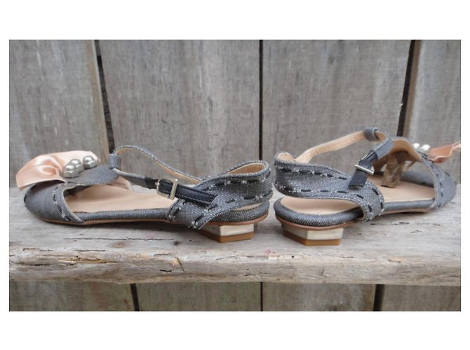 Autre Marque Sandali Jancovek Blu in Pelle e Denim - vista 6
