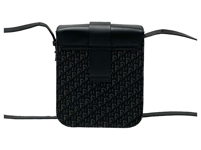 Borsa a spalla in pelle nera e tela Christian Dior Nero - vista 4