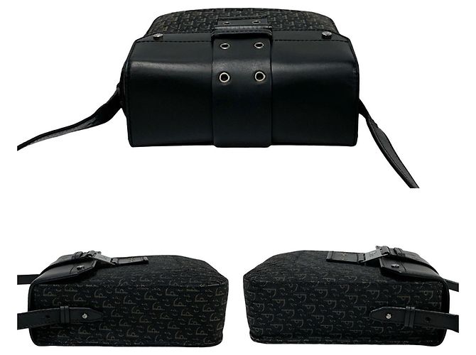 Borsa a spalla in pelle nera e tela Christian Dior Nero - vista 5
