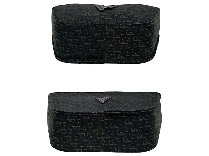 Borsa a spalla in pelle nera e tela Christian Dior Nero - vista 7
