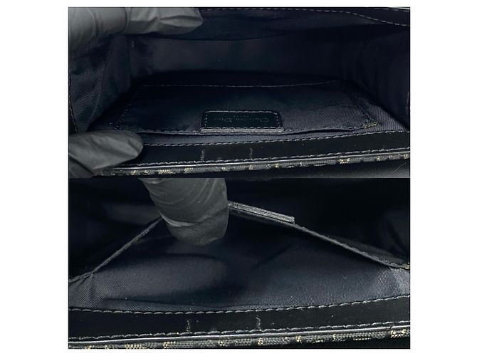 Borsa a spalla in pelle nera e tela Christian Dior Nero - vista 9