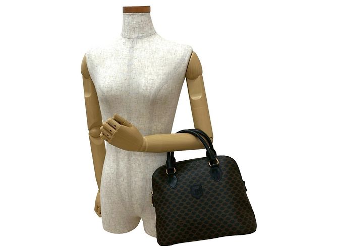 Céline CELINE Macadam Blason Triomphe Lederhandtasche Braun Schwarz - Ansicht 2
