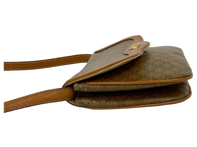 Céline Borsa a spalla mini in pelle Blason Triomphe di Celine Marrone - vista 5