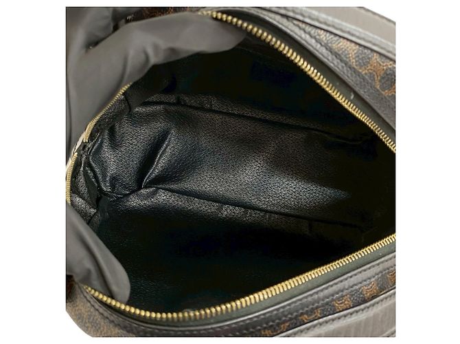 Céline Borsa in pelle Celine Macadam Blason Triomphe Marrone Nero - vista 9