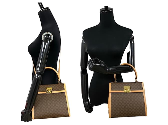 Céline Borsa a mano Celine Macadam Blason Triomphe Marrone Beige - vista 2
