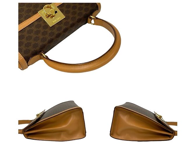 Céline Borsa a mano Celine Macadam Blason Triomphe Marrone Beige - vista 5