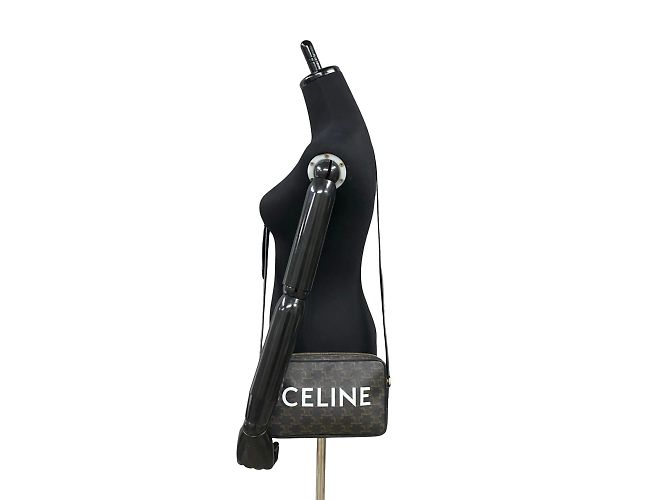 Céline Borsa a spalla mini in pelle Celine Triomphe Medium Marrone Nero - vista 2