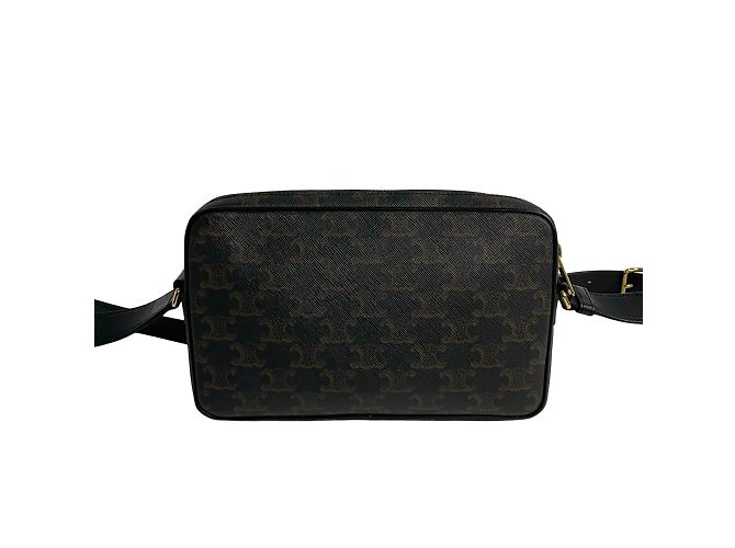 Céline Borsa a spalla mini in pelle Celine Triomphe Medium Marrone Nero - vista 4