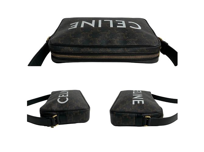 Céline Borsa a spalla mini in pelle Celine Triomphe Medium Marrone Nero - vista 5