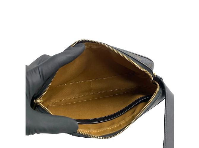 Céline Borsa a spalla mini in pelle Celine Triomphe Medium Marrone Nero - vista 8