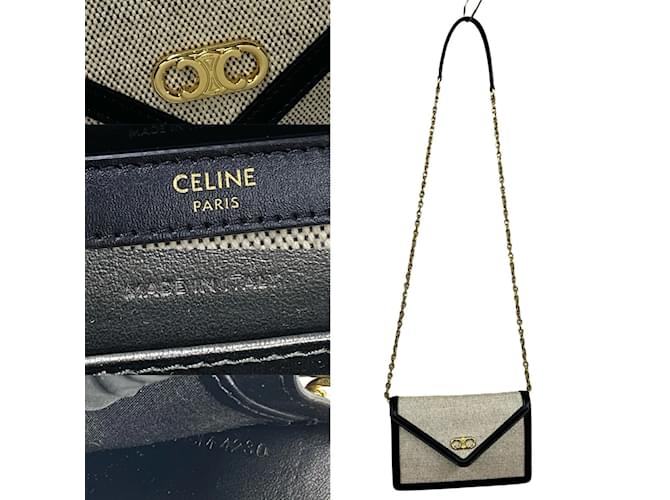 Céline Borsa a Spalla Triomphe Chain di CELINE Nero Crudo - vista 3