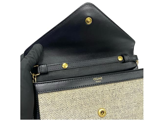 Céline Borsa a Spalla Triomphe Chain di CELINE Nero Crudo - vista 7