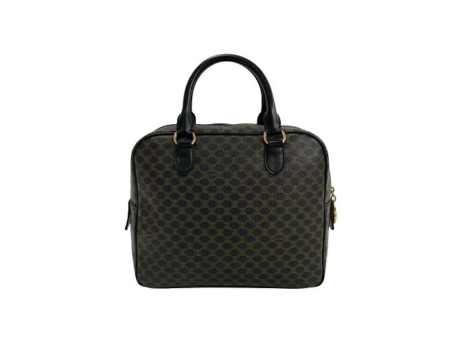 Céline Borsa in pelle Celine Macadam Blason Triomphe Marrone Nero - vista 4