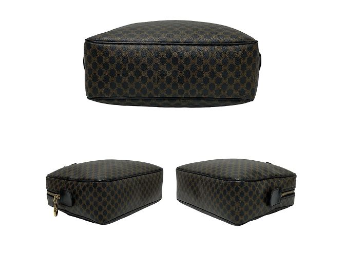 Céline Borsa in pelle Celine Macadam Blason Triomphe Marrone Nero - vista 6