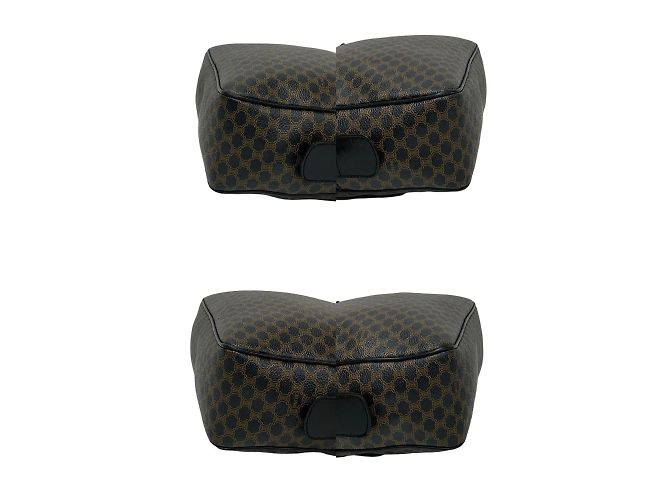 Céline Borsa in pelle Celine Macadam Blason Triomphe Marrone Nero - vista 7