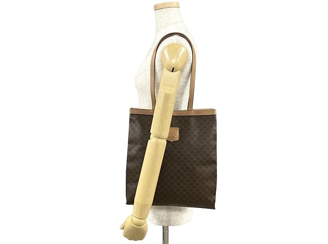 Céline Celine Macadam Blason Triomphe Leder Tote Bag Braun Beige - Ansicht 2
