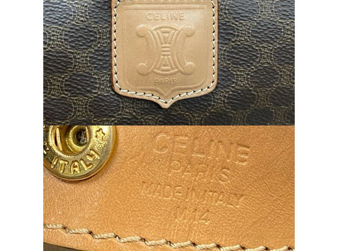 Céline Celine Macadam Blason Triomphe Leder Tote Bag Braun Beige - Ansicht 3