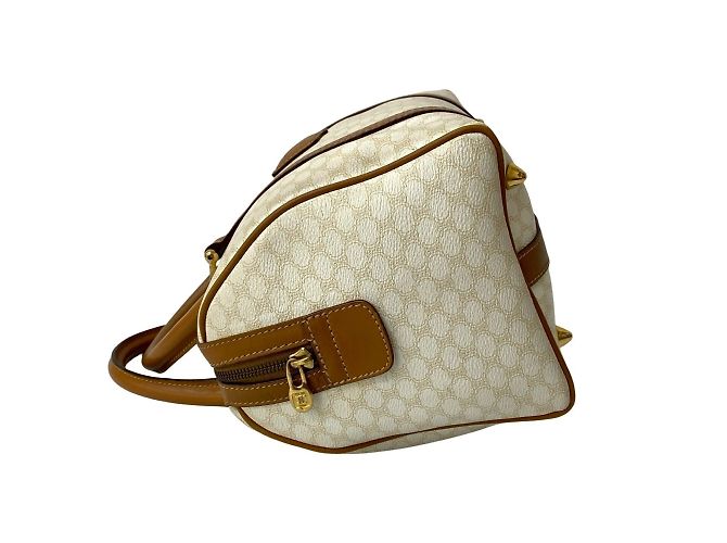 Céline Borsa in pelle Celine Macadam Blason Triomphe Marrone Bianco - vista 5