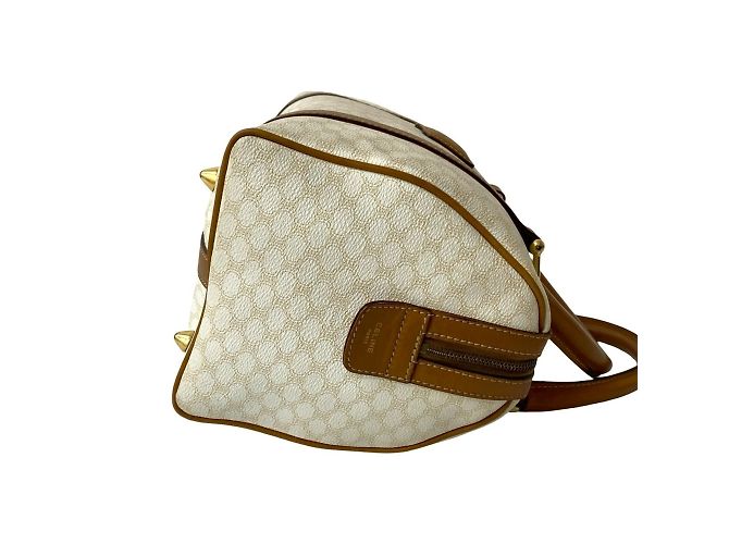 Céline Borsa in pelle Celine Macadam Blason Triomphe Marrone Bianco - vista 6