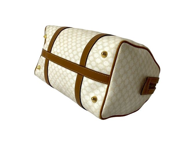 Céline Borsa in pelle Celine Macadam Blason Triomphe Marrone Bianco - vista 8