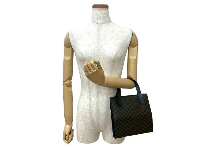 Céline Lederhandtasche mit Macadam Blason Muster CELINE / Mini Tote Bag Braun Schwarz - Ansicht 2